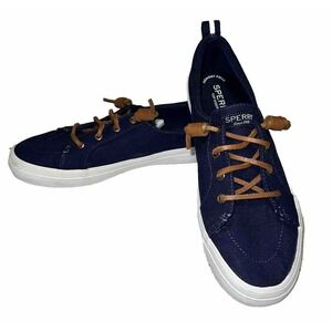 Women’s Size 8.5 Sperry Top Sider Crest Vibe Linen Navy Sneakers